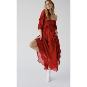 Free People's Spell & Gypsy Clementine Maxi Dress in Red: XS